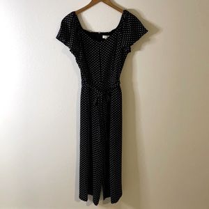 White and black polka romper